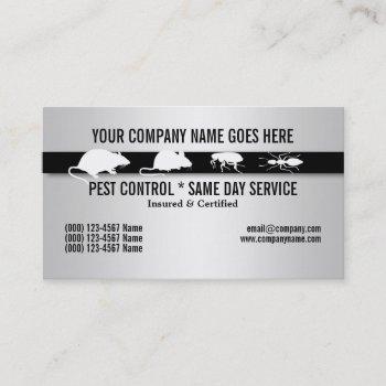pest vermin control insects faux silver business card