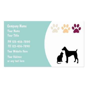 Small Pet Care Business Cards Front View