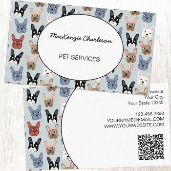 pet services french bulldog qr code business card