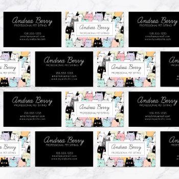 pet sitting colorful cat theme business card