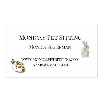 Small Pet Sitting Dog Cat Training Watercolor Pets Business Card Back View