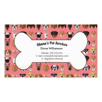 Small Pet Sitting, Grooming And Services Business Card Front View