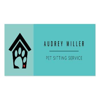 Small Pet Sitting Service Pet Care Square Business Card Front View