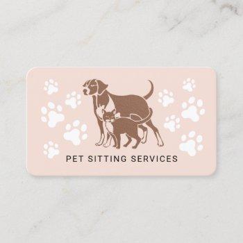 pet sitting services rose gold & blush pink busine business card