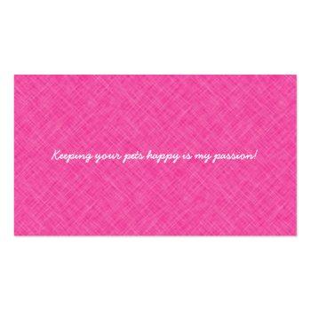 Small Pet Sitting Yorkie W/ Cat Couch Pink Business Card Back View