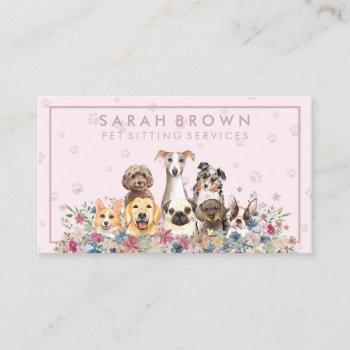 petsitter dog veterinary pink framed paws business card