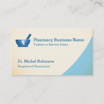 pharmacy mortar pestle logo chemist - cream blue business card