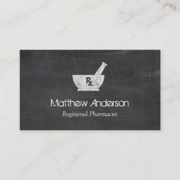 pharmacy symbol mortar and pestle - chalkboard business card