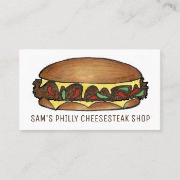 philly philadelphia cheese steak sandwich food business card