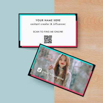 photo black hot pink turquoise qr code business card