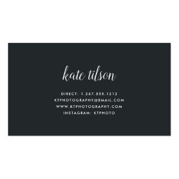 Small Photo Collage & Calligraphy Monogram Photographer Business Card Back View