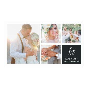 Small Photo Collage & Calligraphy Monogram Photographer Business Card Front View