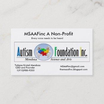 photo, msaafinc a non-profit, every voice needs... business card