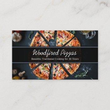 photo of a pizza on slate - business card