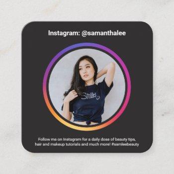 photo social media instagram trendy gradient black square business card