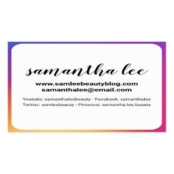 Small Photo Social Media Instagram Trendy Gradient White Square Business Card Back View