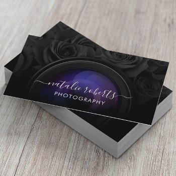 photographer camera black floral photography business card