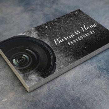 photographer camera black glitter photography business card