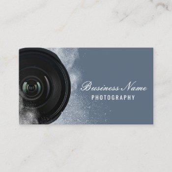 photographer camera dusty blue photography business card