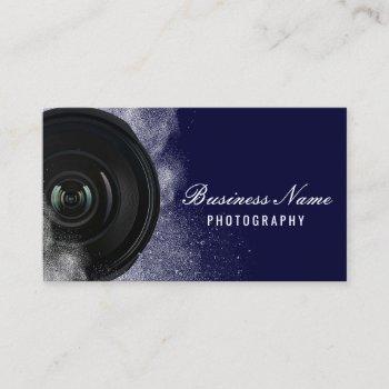 photographer camera navy blue photography  business card