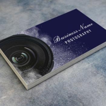 photographer camera navy blue photography  business card