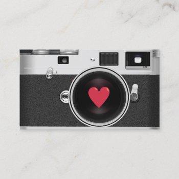 photographer camera & red heart photography business card