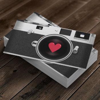 photographer camera & red heart photography business card