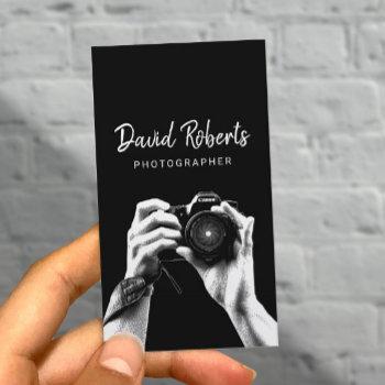 photographer holding camera black photography business card