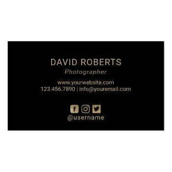 Small Photographer Modern Black & Gold Photography Business Card Back View