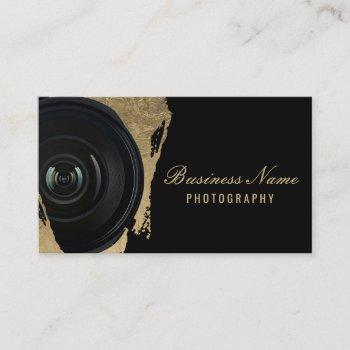 photographer modern black & gold photography business card
