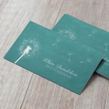 photographer stylish teal dandelion photography business card