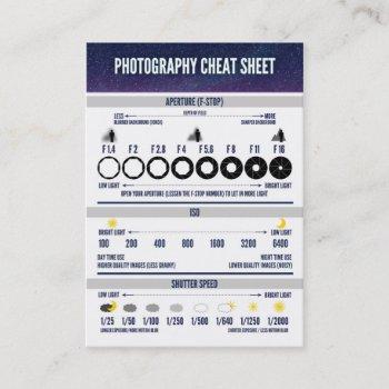 photography cheat sheet custom business card