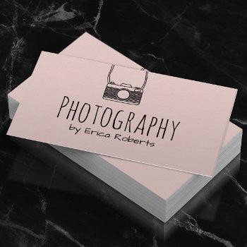 photography minimalist camera blush pink business card