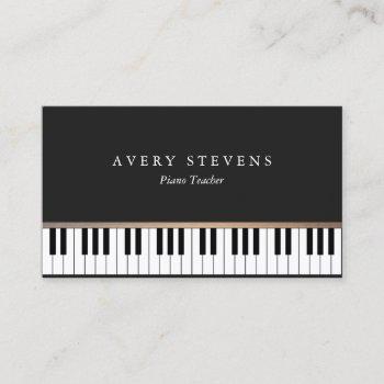 pianist elegant and simple black piano keys business card