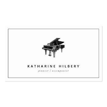 Small Piano Modern Minimalist White Business Card Front View