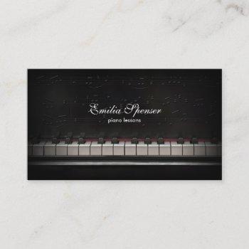 piano music teacher black business card