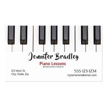 Small Piano Teacher Business Cards Front View