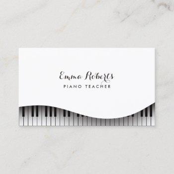 piano teacher piano keyboard simple elegant business card