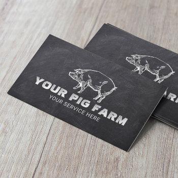 pig farm livestock pork producer rustic chalkboard business card