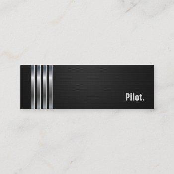 Small Pilot - Black Silver Stripes Mini Business Card Front View