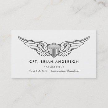 pilot wings army aviator business card