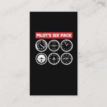 Small Pilot's Six Pack Flight Instruments Aviation Business Card Front View