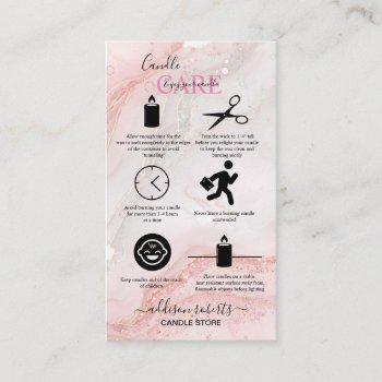 pink aesthetic candle care  business card