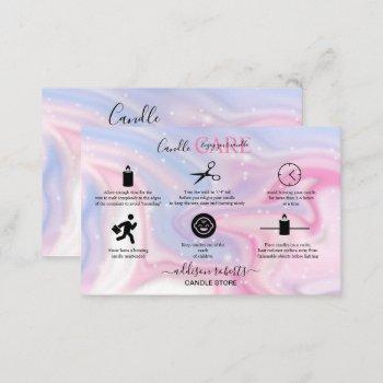 pink aesthetic candle care square business card