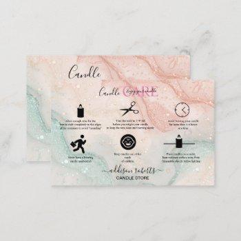 pink aesthetic candle care square business card