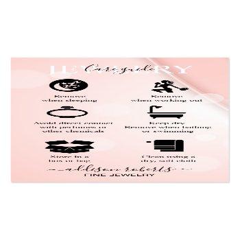 Small Pink Aesthetic Jewelry Care  Business Card Front View