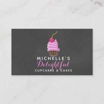 pink and grey cupcake business card