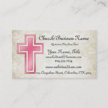 pink cross christian religious business cards