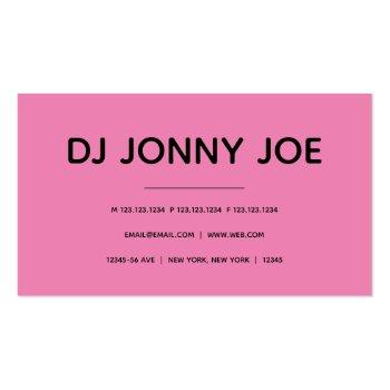 Small Pink Dj Controller Business Card Back View