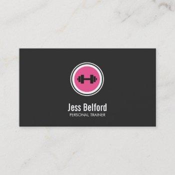 pink dumbbell logo, personal trainer, fitness gym business card